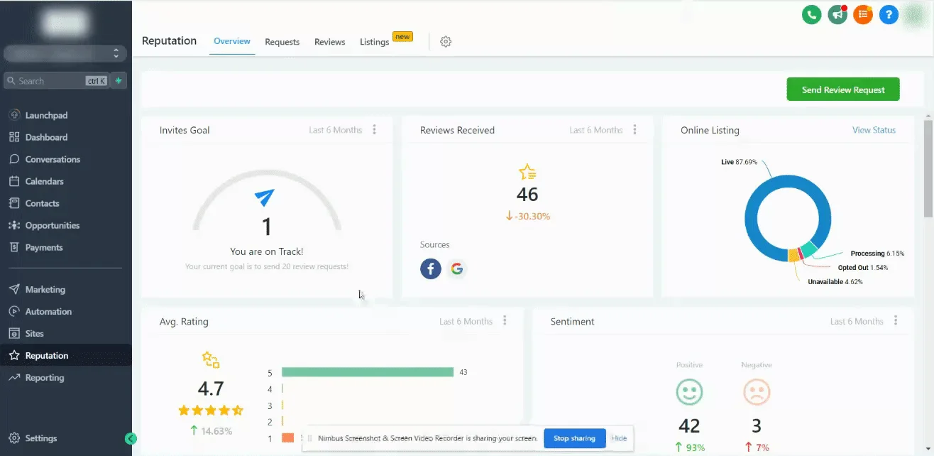 GoHighLevel Dental Practice Reputation Dashboard